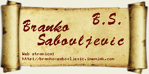 Branko Sabovljević vizit kartica
